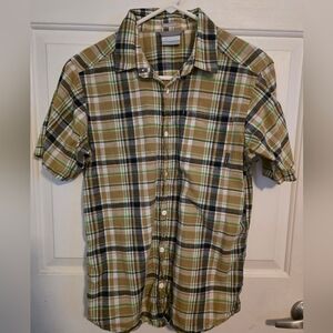 Columbia Kids Plaid Button Down Shirt - Tan, Black, Green